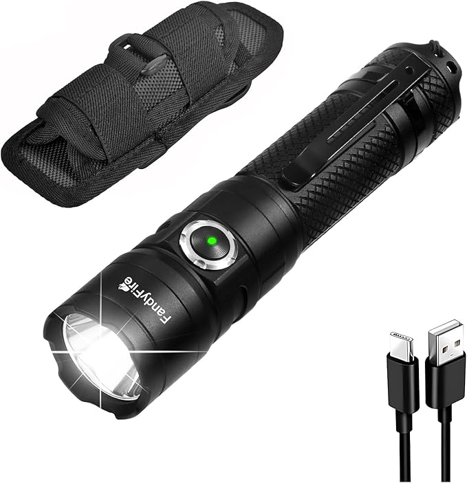 Tactical Flashlight with Holster for Duty Belt, 1300 High Lumen Police Flashlight - 6 Mode