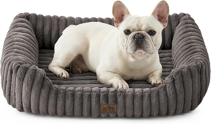Orthopedic Pet Bed for Small Dogs & Cats - Washable Rectangle Pet Bed with Anti-Slip Bottom, Soft