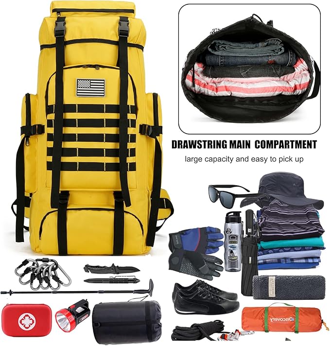 Hiking Backpack for Men 70L/100L Camping Backpack Military Rucksack Molle 3 Days Assault Pack for