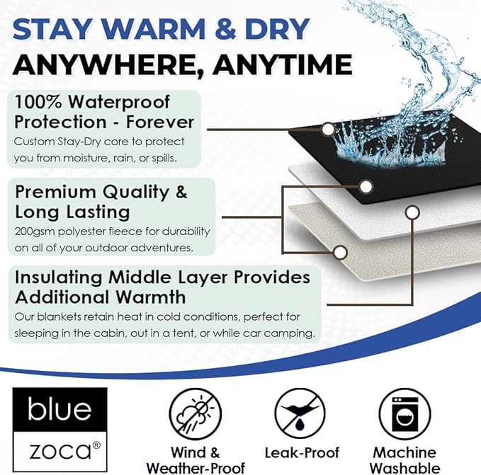 Beach Blanket Waterproof Sandproof Waterproof Blanket for Camping, Hiking, Outdoor Sporting Events