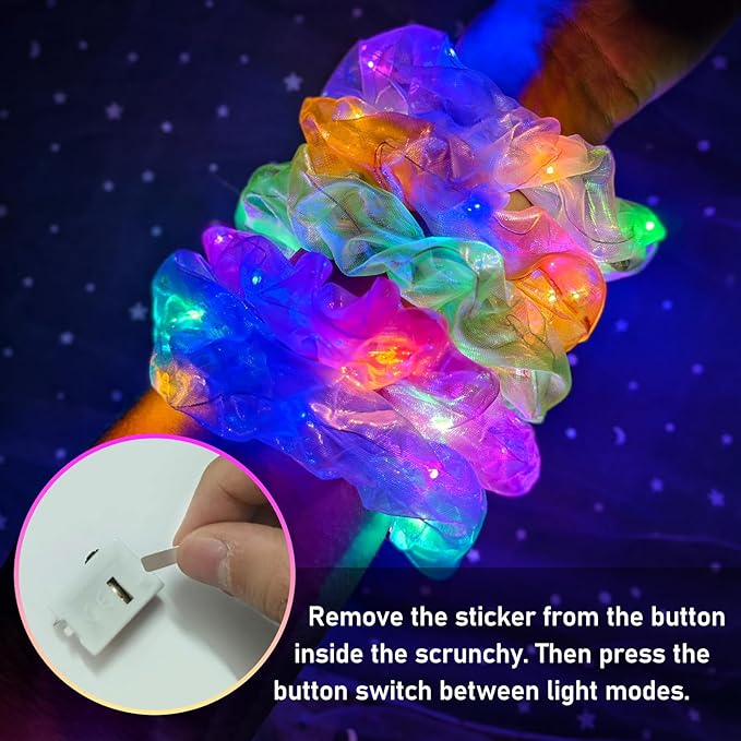 20 PCS Light up Scrunchies, 3 Glow Mode, LED Hair Accessories for Women, Glow in the Dark Party