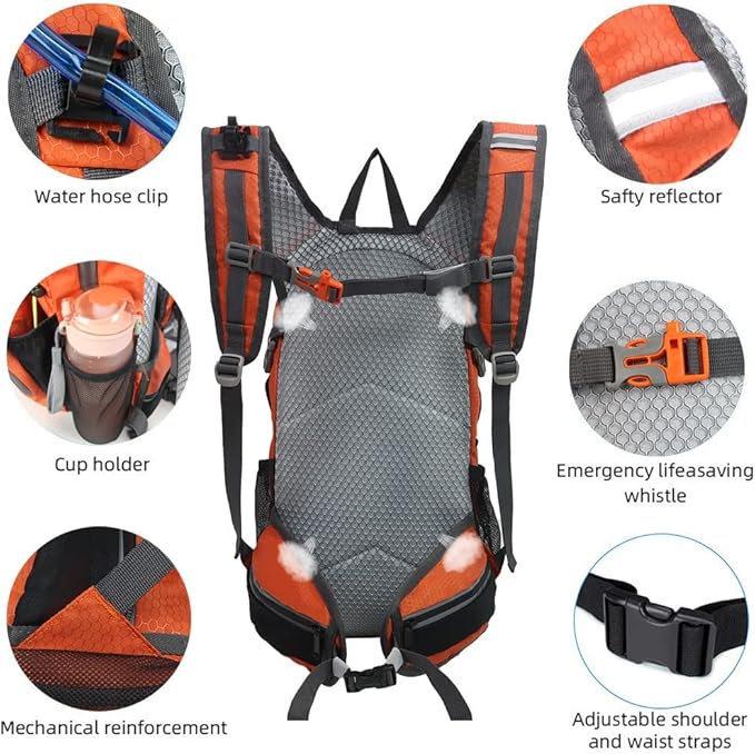 Hiking Daypack Waterproof Biking Backpack 15L Lightweight Durable Backpack for Ski Snowboarding