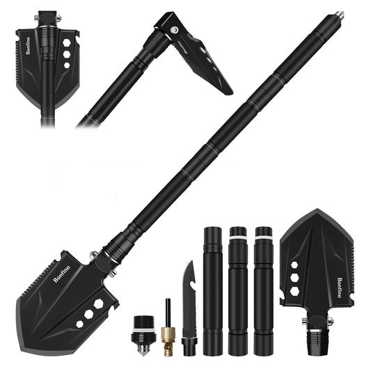 Bonfino Foldable Camping Shovel, 30.4'' High Carbon Steel Entrenching Tool