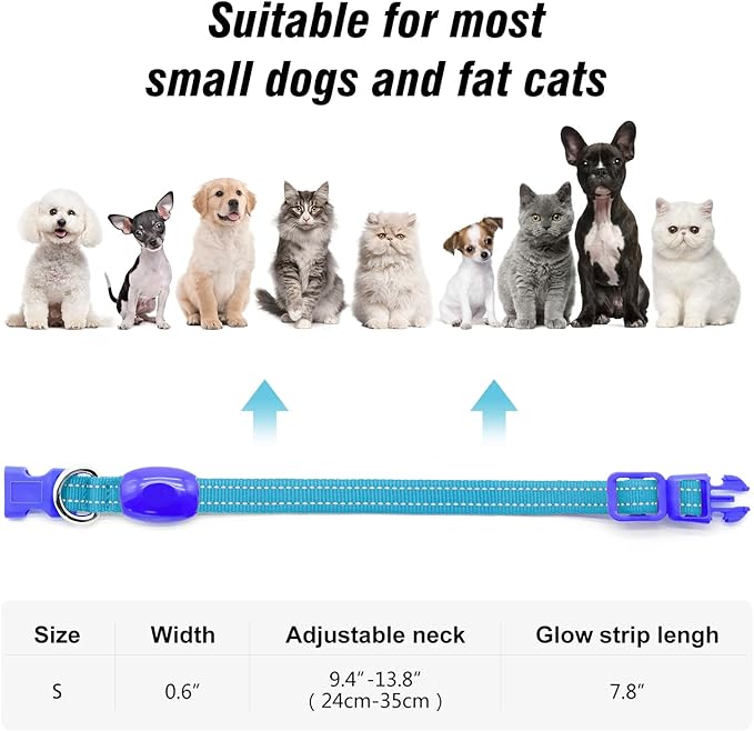 Visinite Light Up Dog Collars for Small Dogs,LED Dog Collar Light Rechargeable,Fully Adjustable
