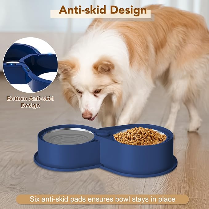 Stainless Steel Dog Bowl Set, 304 Metal Dual Food & Water Bowls for Dogs & Cats, Large Capacity Pet