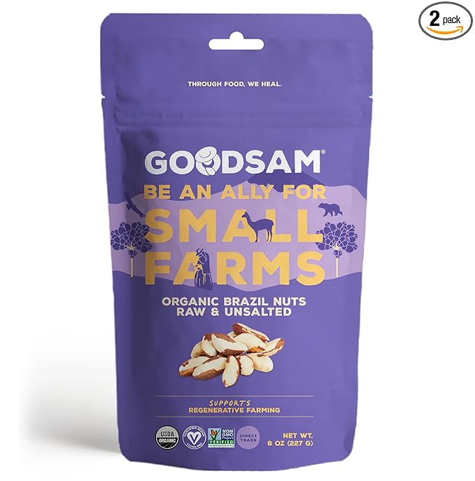 GoodSAM Organic Raw Brazil Nuts, 16oz, Unsalted, Gluten Free, Non GMO, Vegan, Keto, Regenerative
