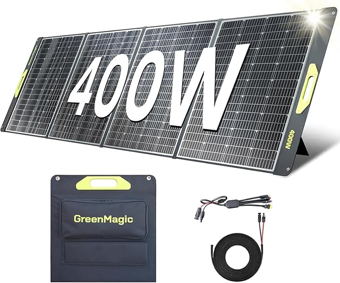 400W Portable Solar Panel, Greenmagic 400W 39V Foldable Portable Solar Panel Charger, with Output