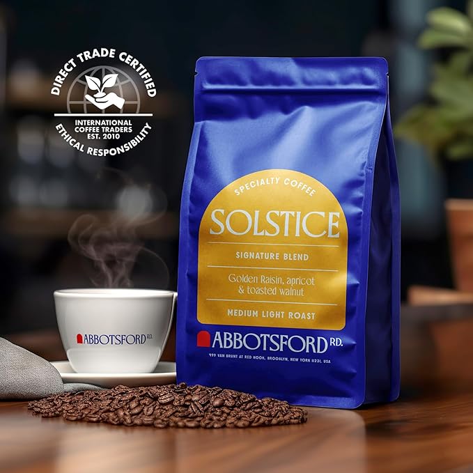 Solstice Coffee Whole Bean, Medium Light Roast Coffee Beans with Bright Flavors of Golden Raisin
