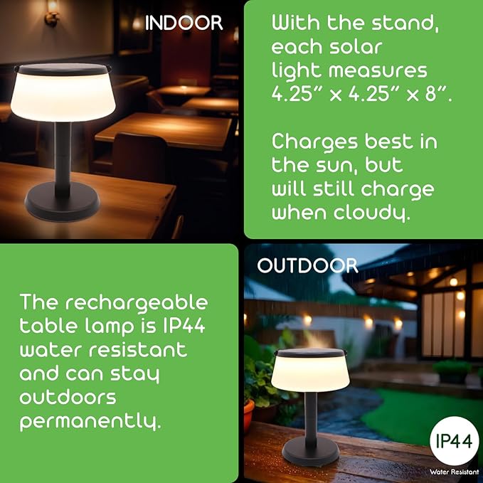 2-in-1 Portable Solar Power LED Table Lamp & Lantern - Indoor/Outdoor - Stepless Dimming