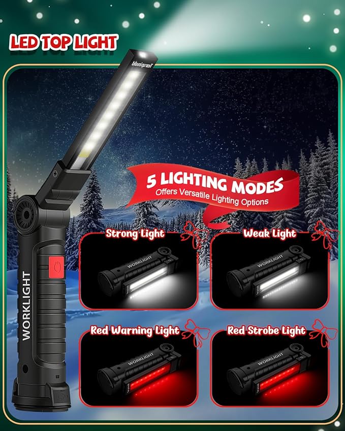 Coquimbo Tool Gifts for Men Him, Rechargeable LED Work Lights Grill Light with Magnetic Base 5