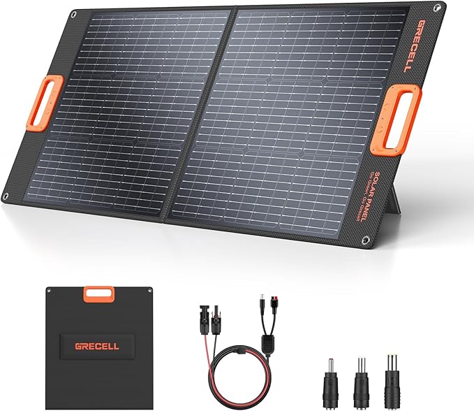 GRECELL 100W Portable Solar Panel for Power Station Generator, 20V Foldable Solar Cell Solar