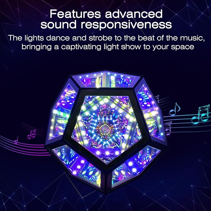 Infinity Mirror Light Infinite Dodecahedron Color Art Light for Gaming Room Decor 3D Hyper Cube
