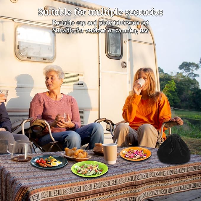 Evanda Camping Cutlery Set, Reusable Light Weight Mug, Plate and Stainless Steel Cutlery Set with