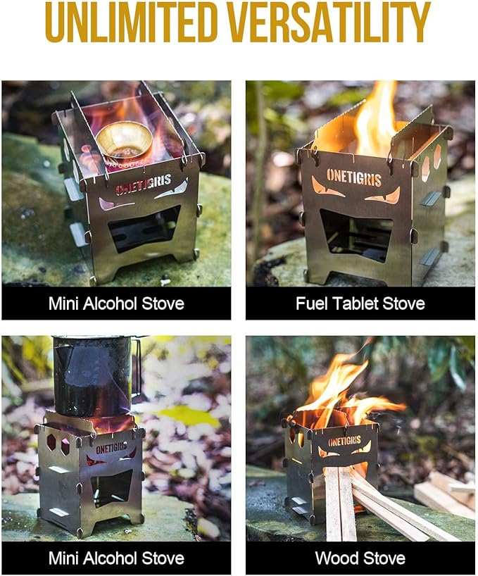 OneTigris Camping Backpacking Stove Portable Foldable Burning Wood Stove for Outdoor Hiking Picnic