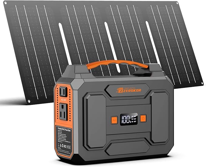 Portable Power Station with Foldable 40W Solar Panel, 100W Solar Powered Generator with Panels,110V