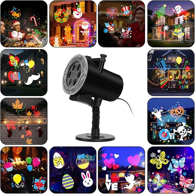 Christmas Holiday Projector Lights Outdoor,FLEVO LED Halloween Projector Lights,16 HD Slides