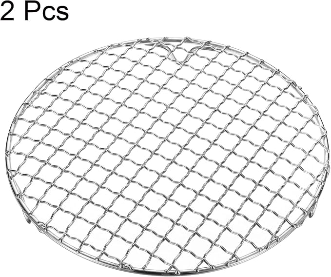 HARFINGTON 2pcs Round Cooking Rack 7.9-inch 201 Stainless Steel Cross Wire Barbecue Grill Net with