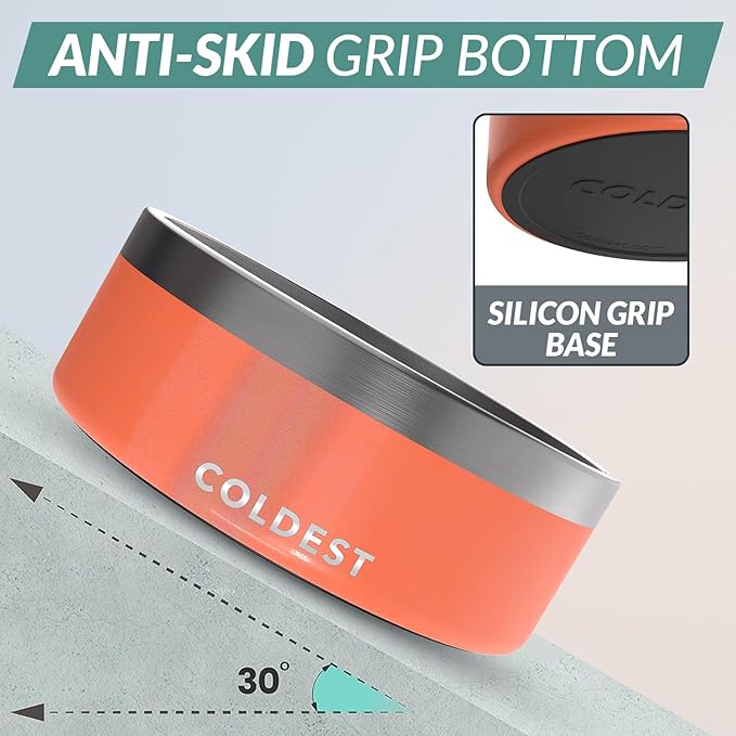 Coldest Dog Bowl - Anti Rust Metal, Non Slip, 3 Layers Insulated Stainless Steel Dog Bowls - Spill
