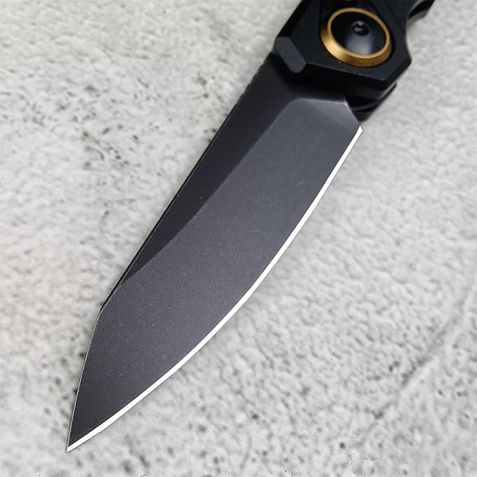 Push Button Lock Knife, Tactical Speedsafe Assisted EDC Folding Knife, Black Stonewashed Reverse