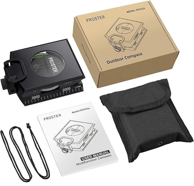 Proster IP65 Compass Hiking Survival - Lensatic Sighting Compass for Camping Navigation, Compass