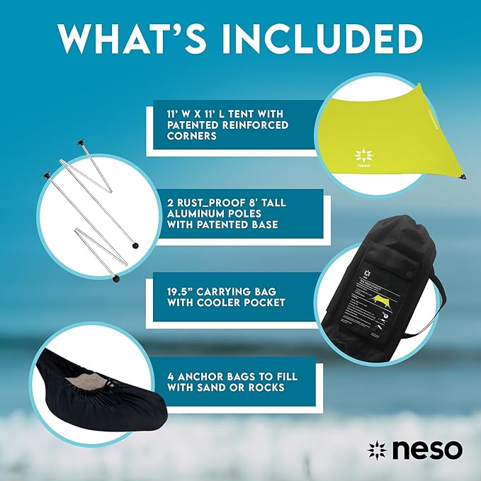 Neso Gigante - Portable Beach Tent - Ideal to Enjoy with Family and Friends - UPF 50+
