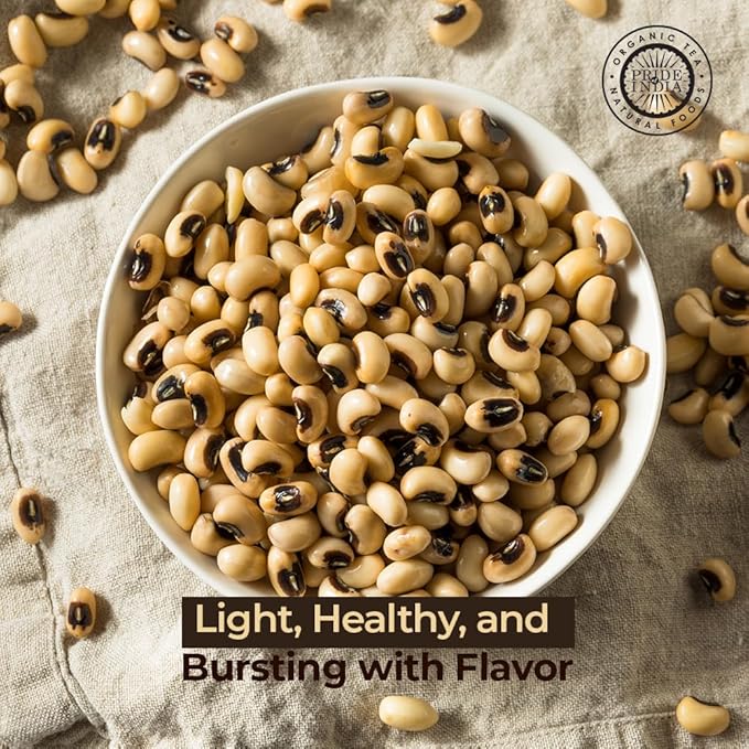 Pride Of India - Indian Whole Black Eyed Peas - Protein & Fiber Rich Lobiya, 1.5 Pound Jar