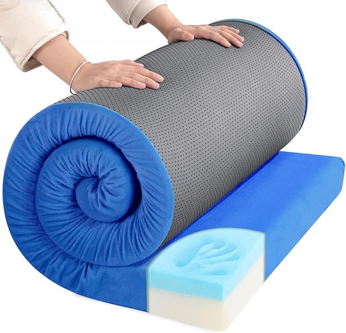 HOMBYS 3 INCH Thick Waterproof Memory Foam Camping Mattress for Outdoor Sleeping, Portable Roll Up