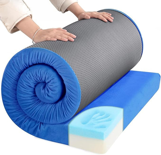 HOMBYS 3 INCH Thick Waterproof Memory Foam Camping Mattress for Outdoor Sleeping, Portable Roll Up