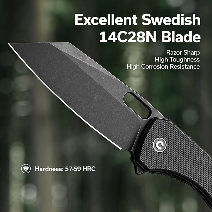 CIVIVI Nugz Folding Pocket Knife for EDC, 3.17" 14C28N Reverse Tanto Blade G10 Handle Flipper Knife