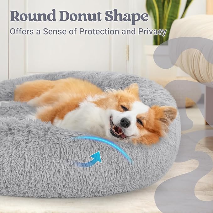 rabbitgoo Calming Dog Bed for Small Medium, 30 inches Pet Bed Machine Washable, Non-Slip Round