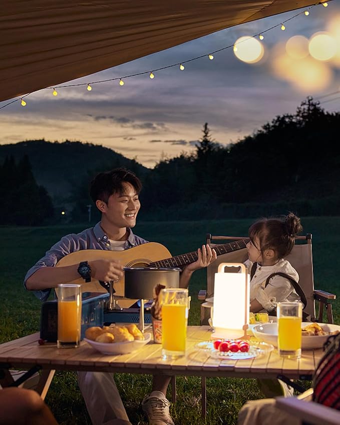 Solar Camping Lantern 6000mAh, USB Rechargeable Camping Light & Power Supply, Dimmable LED Night