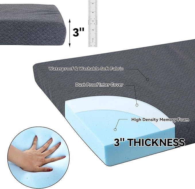 HOMBYS Memory Foam Camping Mattress Pad,Portable Sleeping Pad for Adult,Waterproof Cot