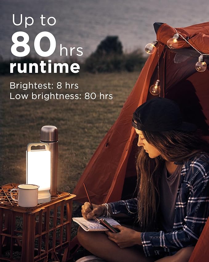 Solar Camping Lantern 6000mAh, USB Rechargeable Camping Light & Power Supply, Dimmable LED Night