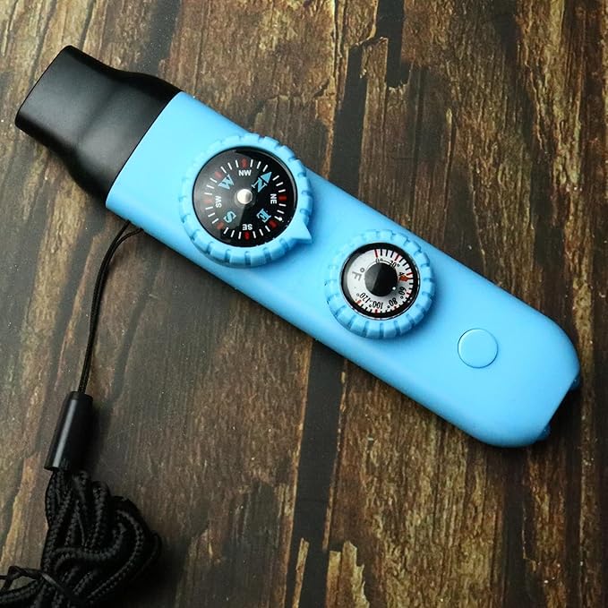 Emergency Survival Safety Whistle，Whistle for Kids with Lanyard,Compass,Thermometer,Ideal for
