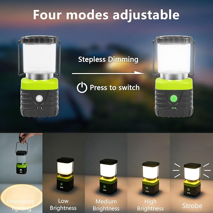 1PCS 3200K Warm Light LED Camping Lantern Rechargeable 1000LM, 4500mAh Power Bank, Flashlight for