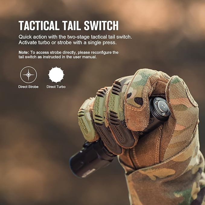 OLIGHT Warrior 3S 2300 Lumens Rechargeable Tactical Flashlight, Compact Dual-Switches LED Bright