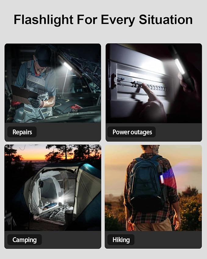 Rechargeable Flashlight, Includes Screwdriver, Window Breaker, 4 Main Lighting Modes, 3 Side