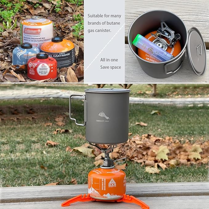 BRS Stove BRS 3000T Stove Titanium Ultralight Backpacking Stove Portable Propane Camping Stove Gas