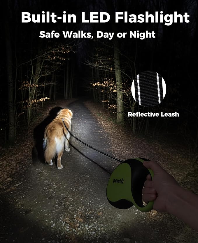 Retractable Dog Leash for Large Dog with Light Rechargeable, 16ft Heavy Duty Retractable Pet Leash
