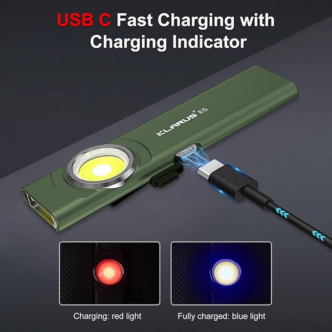 klarus E5 Pocket Flashlight, Rechargeable EDC Flashlight, Super Slim 4.2x1x0.3inch, 600 Lumens