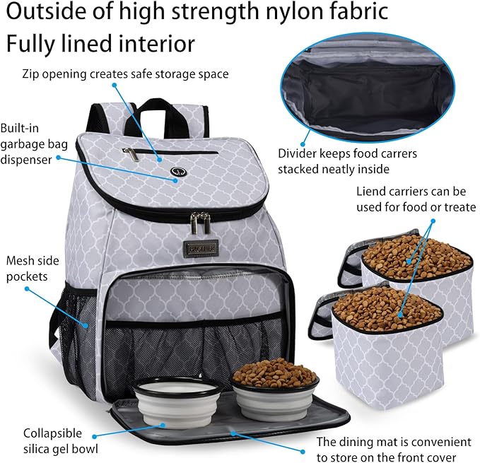 BAGLHER丨Dog Travel Bag, Airline Approved Pet Supplies Backpack, Dog Travel Backpack with 2 Silicone