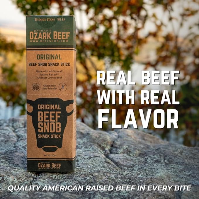 Beef Snob Snack Sticks - Original Flavor – High Protein, Sugar-Free, Keto & Gluten-Free Beef Jerky
