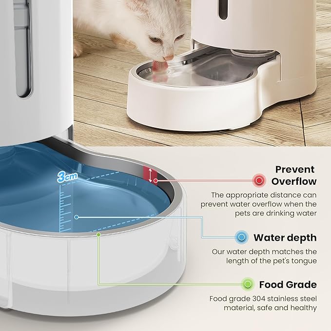 CZPET Automatic 6L Dog and Cat Water Dispenser with Stainless Steel Bowl Gravity Waterer,100%