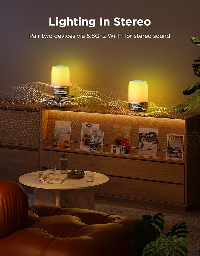 Govee Table Lamp 2 Pro x Sound by JBL, Smart Cordless Table Lamp with Speaker, Music-Light Sync, 16