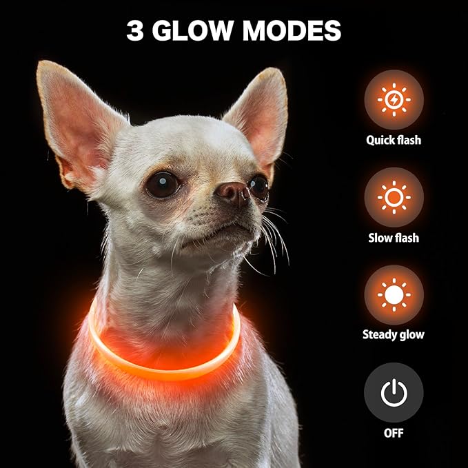BSEEN Light Up Dog Collar - Rainproof LED Dog Collar Rechargeable - TPU Cuttable Glowing Pet Collar