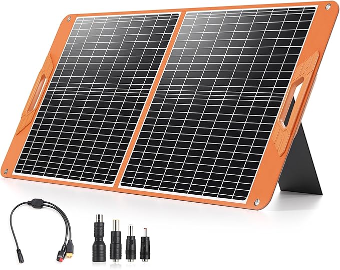 60W Portable Solar Panel for Power Station, 19.8V Foldable Solar Charger with DC/XT60/Anderson