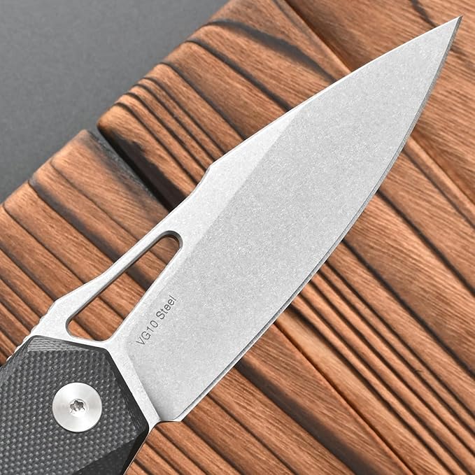 FF21 Folding Pocket Knife,VG10 Steel Blade G10 Handle Full Tang Knife for Outdoor Activities