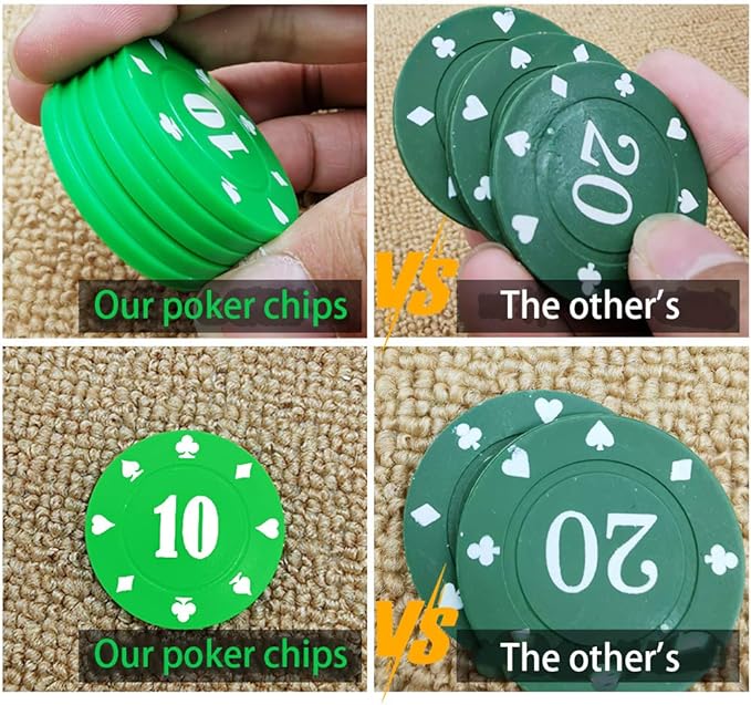 300 Plastic Poker Chips with Storage Box Set,Denomination Printed Casino Style Chip for Texas Home