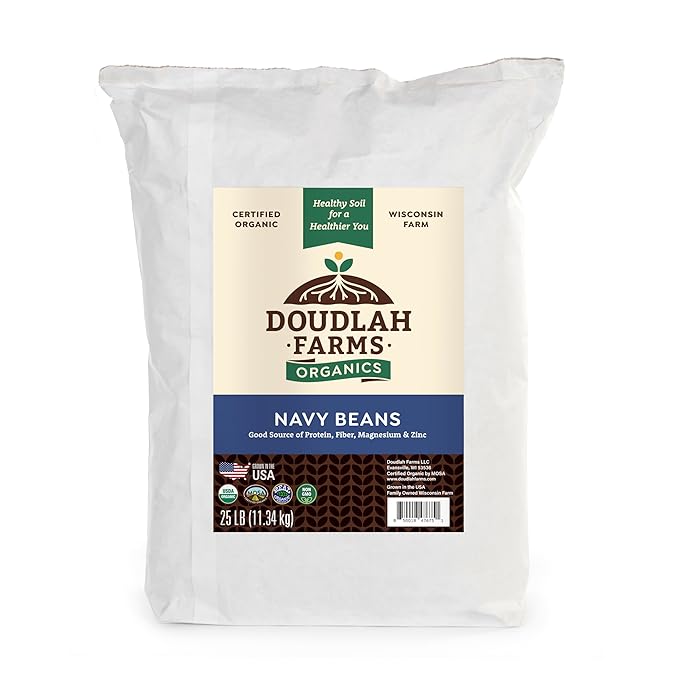 Organic Navy Beans 25 lb Bulk - Non-GMO, USDA Organic, Tested Clean Certified, Vegan - Rich in