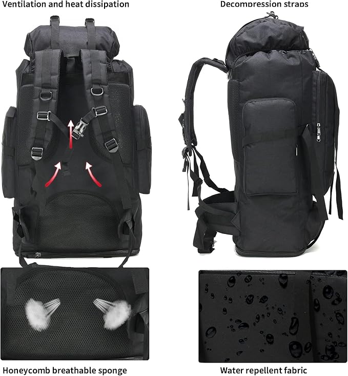 Hiking Backpack for Men 70L/100L Camping Backpack Military Rucksack Molle 3 Days Assault Pack for